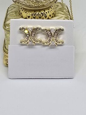 Gold-Tone Triple Crescent Crystal Brooch - Women Jewelry